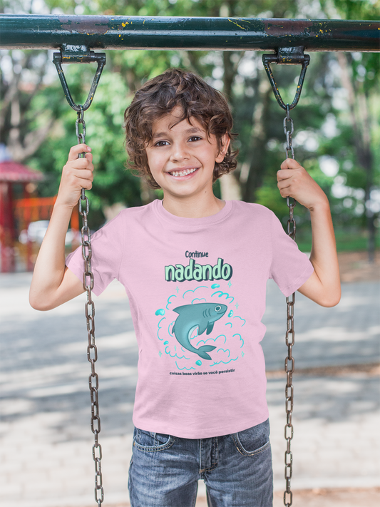 Continue nadando Printed baby pink Kids T-shirts