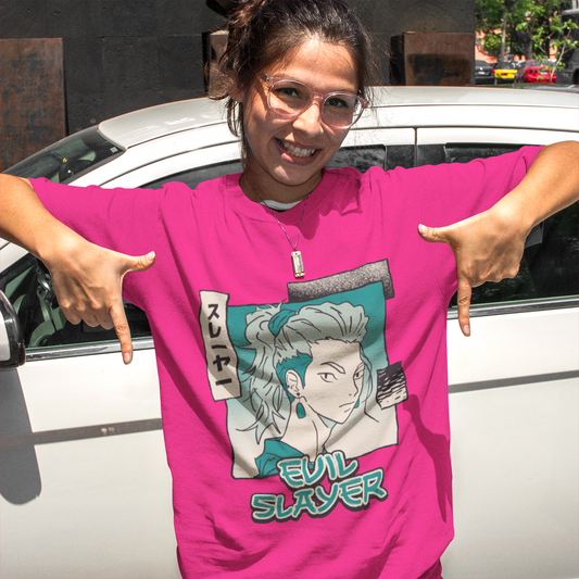 Evil slayer Oversized Pink Printed T-shirt Unisex