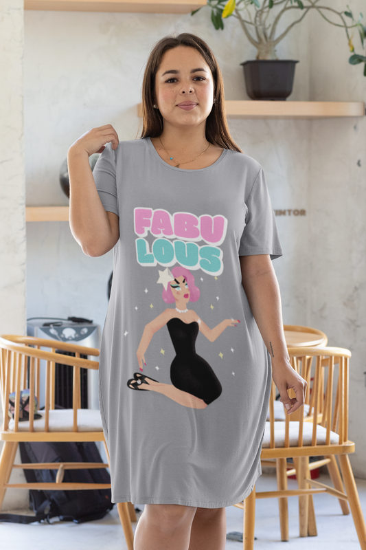 Fabulous Printed grey melange T-shirt Dress