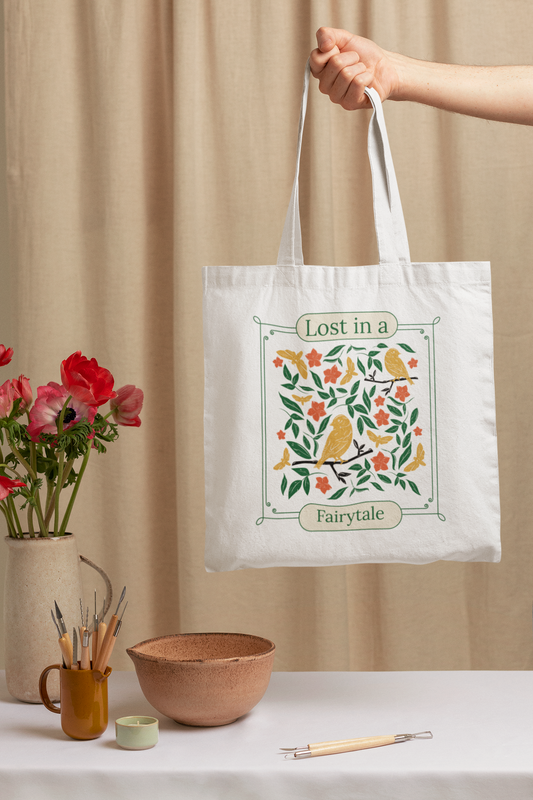 Lost in a fairytale Printed white Tote Bag