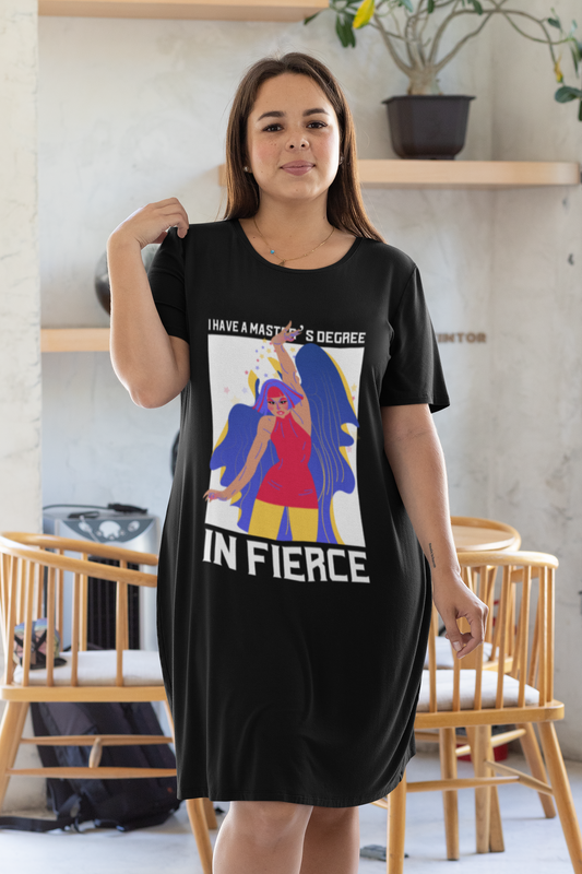 I have a master's degree in fierce Printed black T-shirt Dress