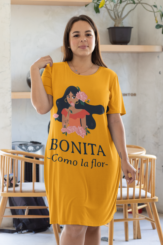 Como la flor Printed golden yellow T-shirt Dress