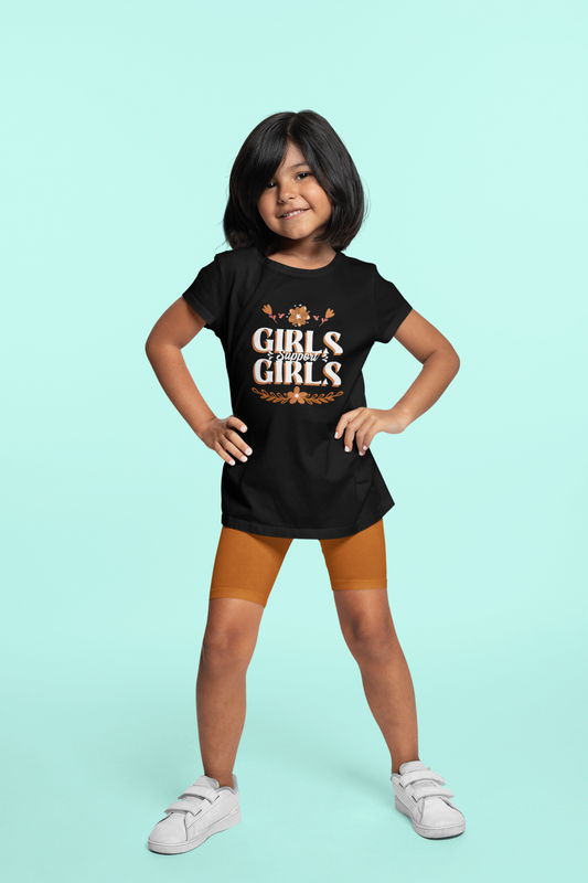 Girls Support Girls Printed Black Kids T-shirts