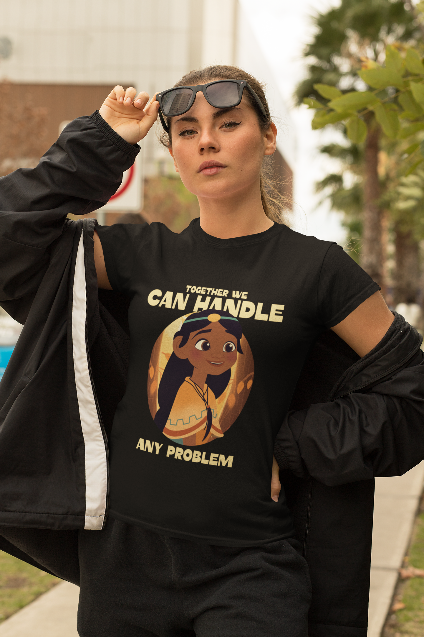 Together we can handle any problem printed Black Unisex T-Shirt
