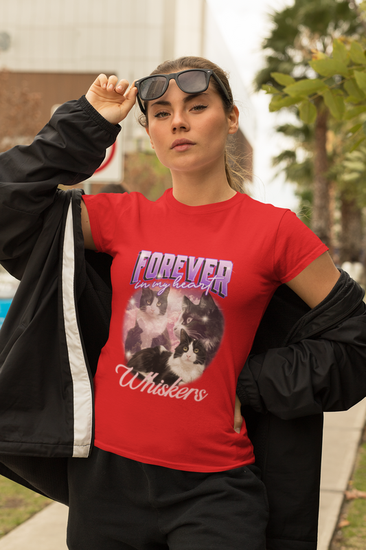 Forever in my heart whiskers printed Red Unisex T-Shirt