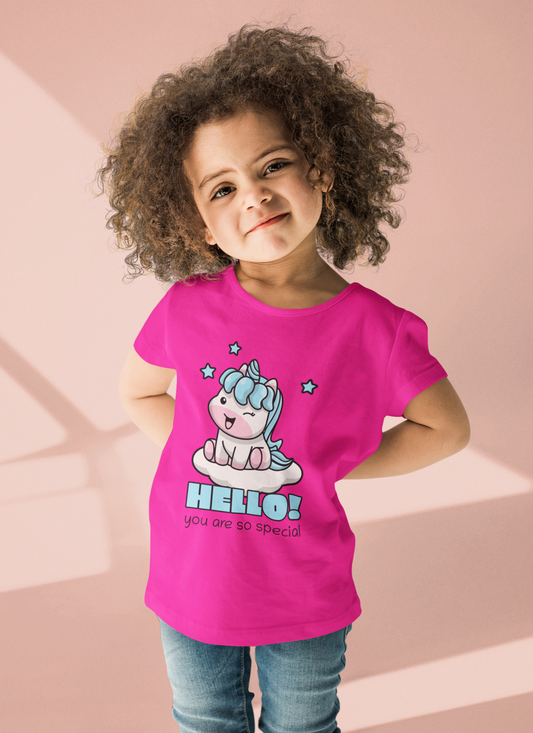 Hello! You are so special Printed Pink Kids T-shirts