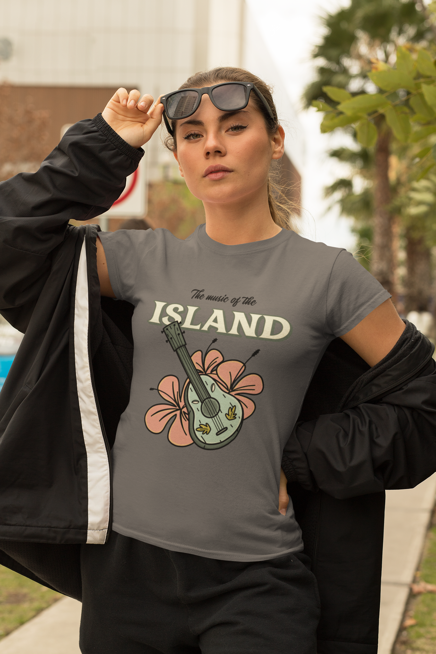 The music of the island printed Charcoal melange Unisex T-Shirt