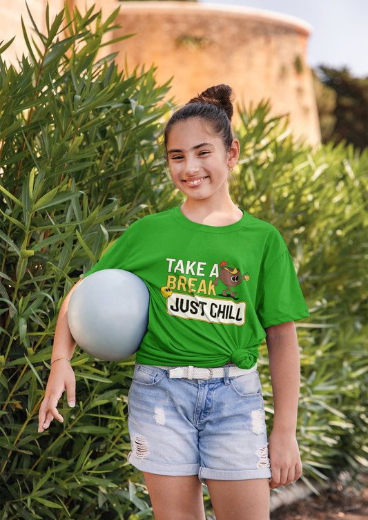 Take A Break Just Chill Printed Flag Green  Kids T-shirts