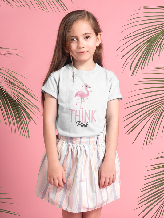 Think Pink Printed White Kids T-shirts
