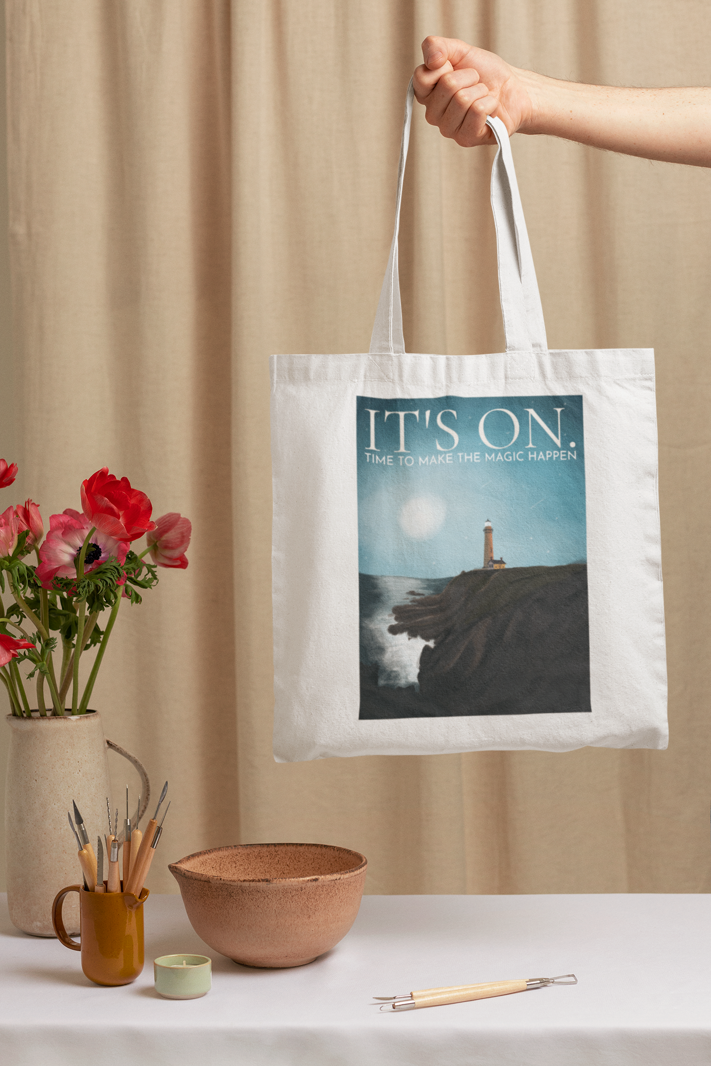 It's on time to make the magic happen Printed White Tote Bag