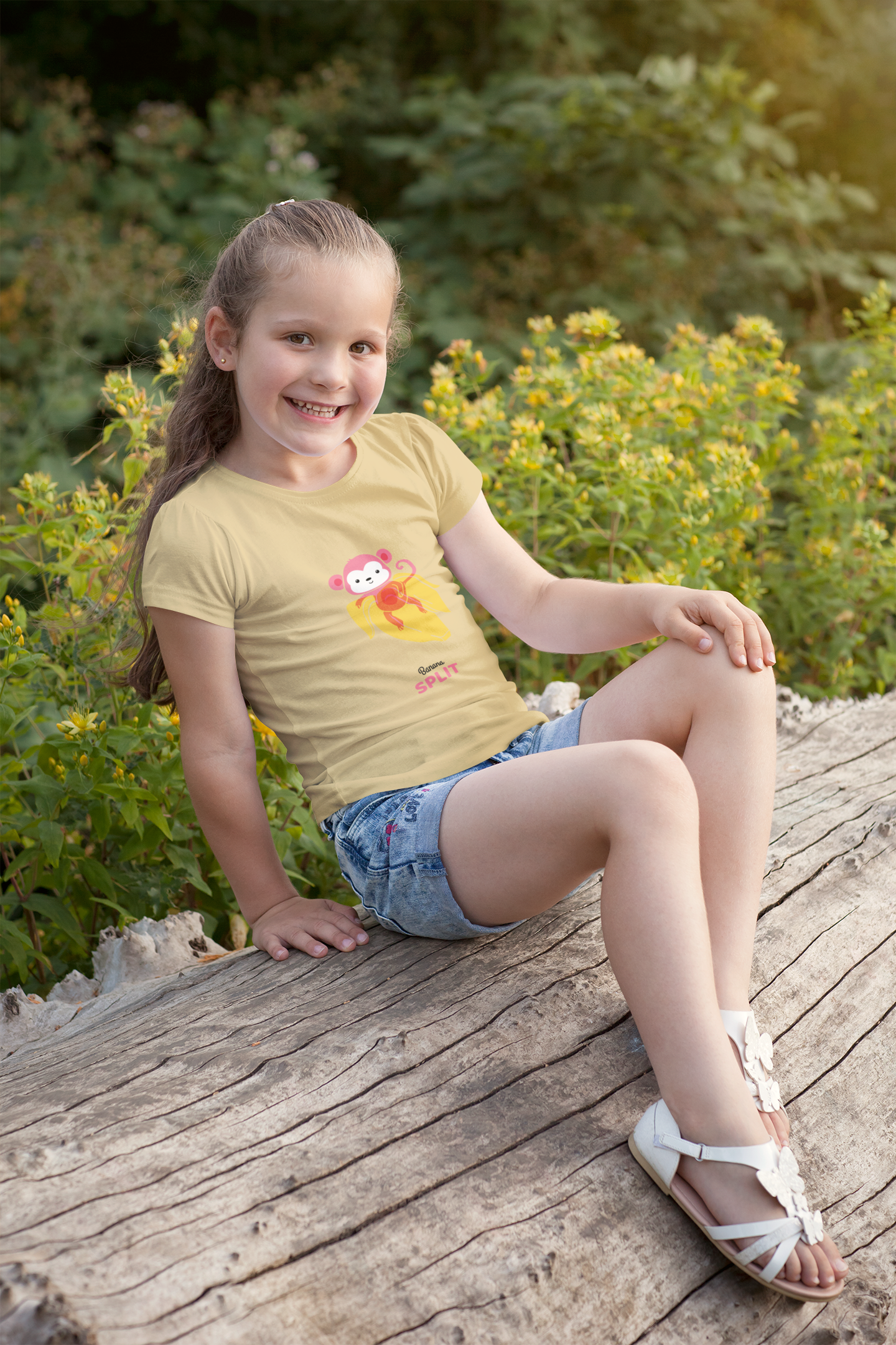 Banana Split  Printed Beige T-shirts