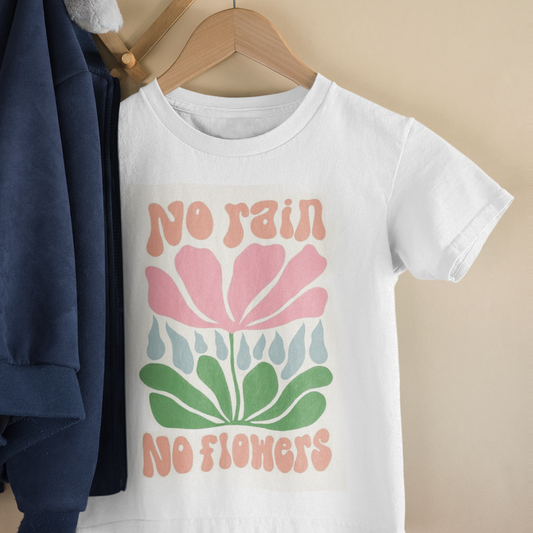 No Rain No Flower Kids white printed T-shirts