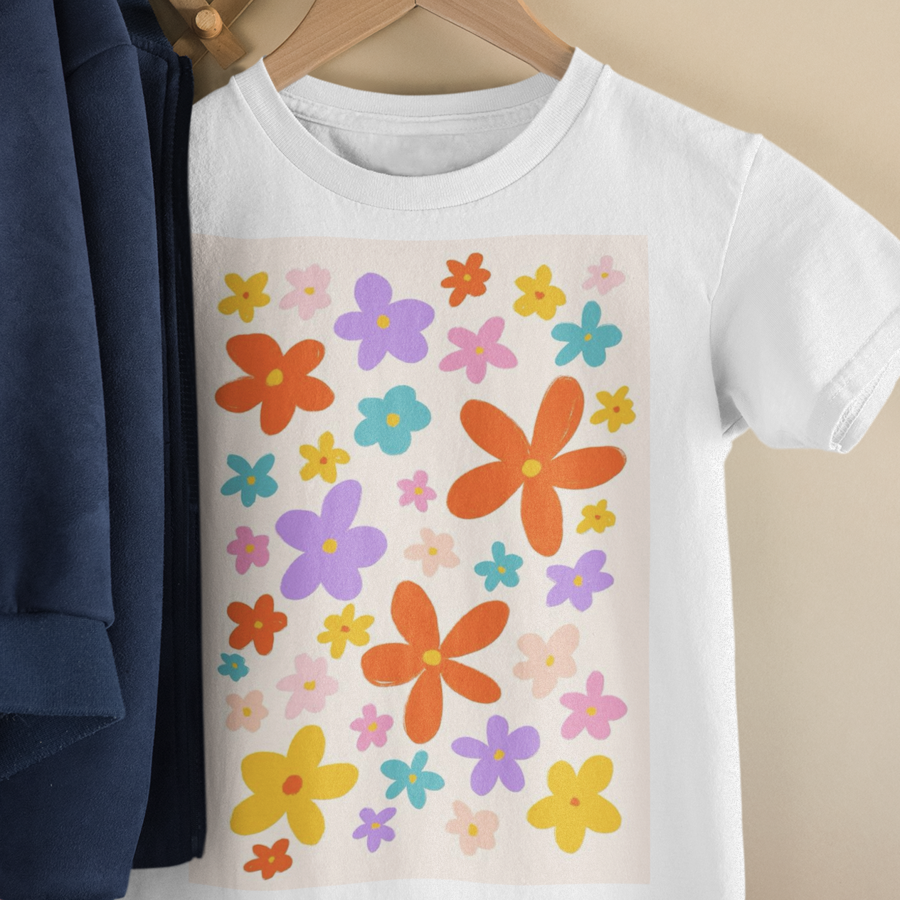 Colorful Flower Kids WHITE printed T-shirts