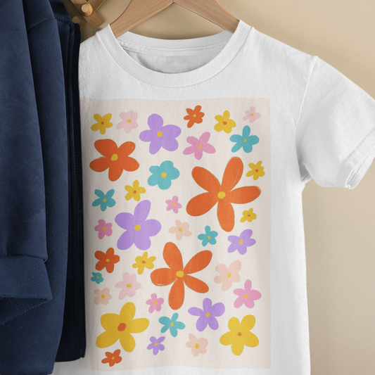 Colorful Flower Kids WHITE printed T-shirts