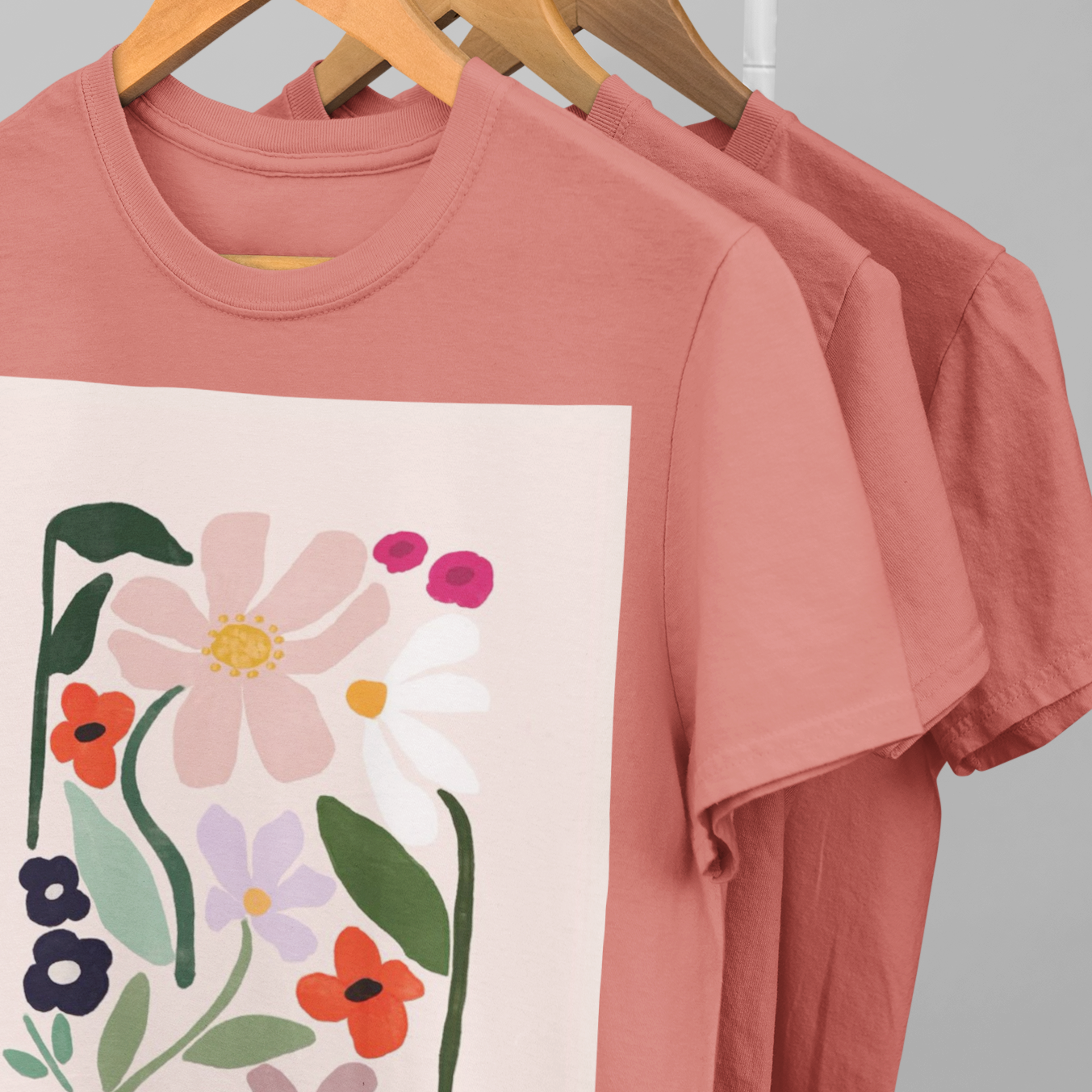 Flower vector art printed coral Unisex T-Shirt