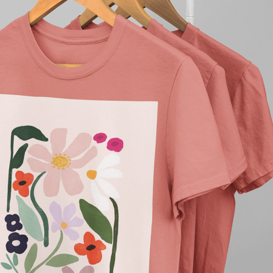 Flower vector art printed coral Unisex T-Shirt