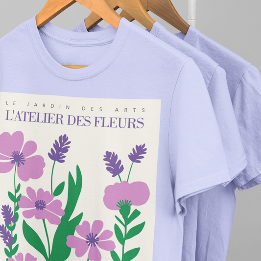 Latelier Des Fleurs printed Lavender Unisex T-Shirt