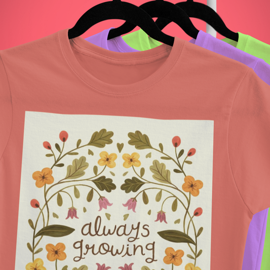 Always Growing Flower vector art printed coral Unisex T-Shirt