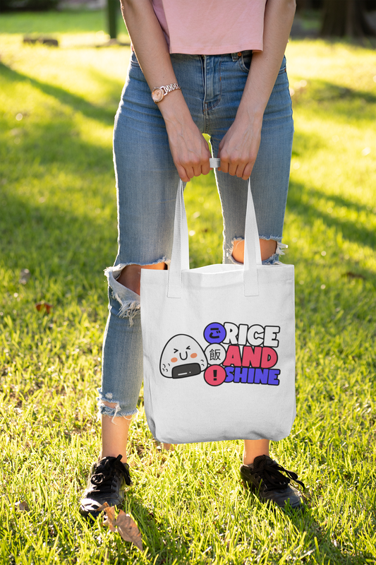 Rice and Shine Printed white Tote Bag