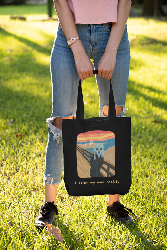 I Paint My Own Reality Printed Black Tote Bag