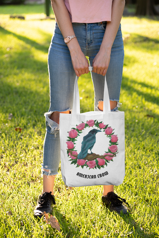 American Crow Printed white Tote Bag