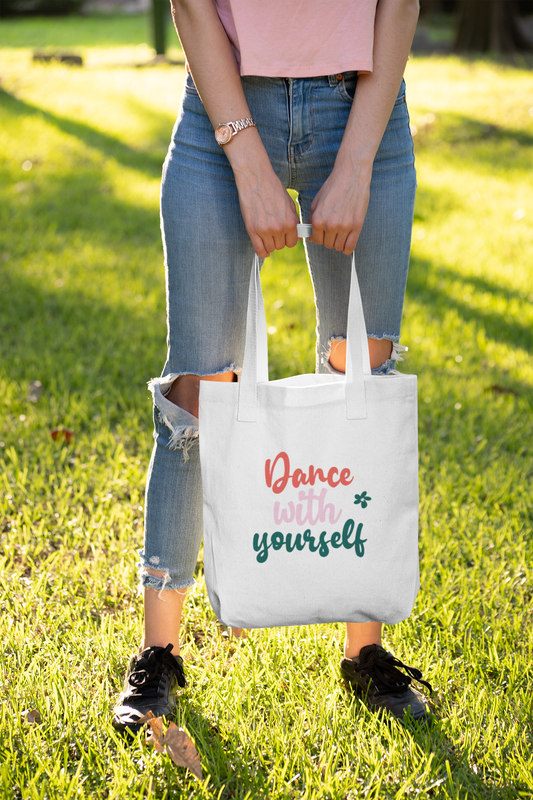 Dance With Your self  Printed white Tote Bag