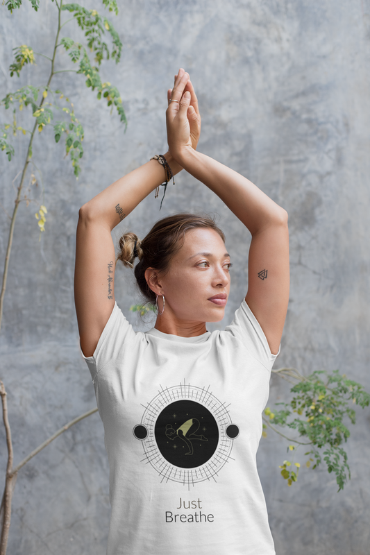Just Breath printed White Unisex T-Shirt