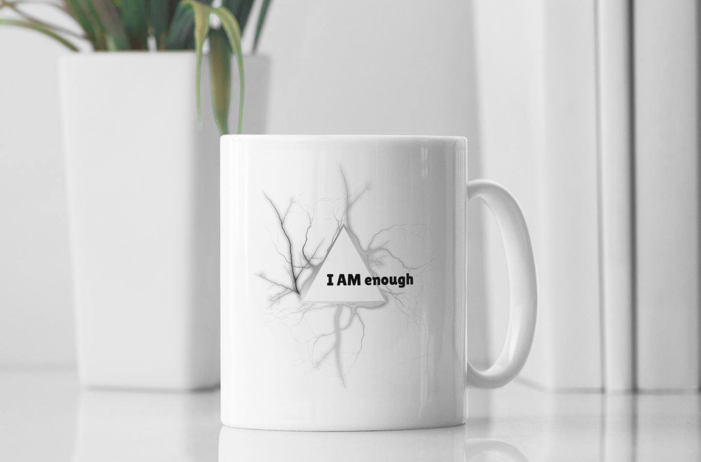 I AM enough Printed White Coffee Mug