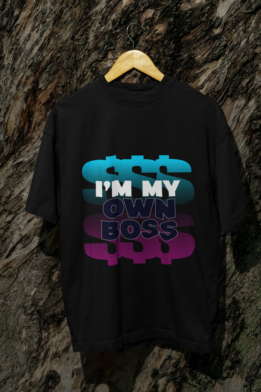 I'M My Own Boss Oversized Black Printed T-shirt Unisex
