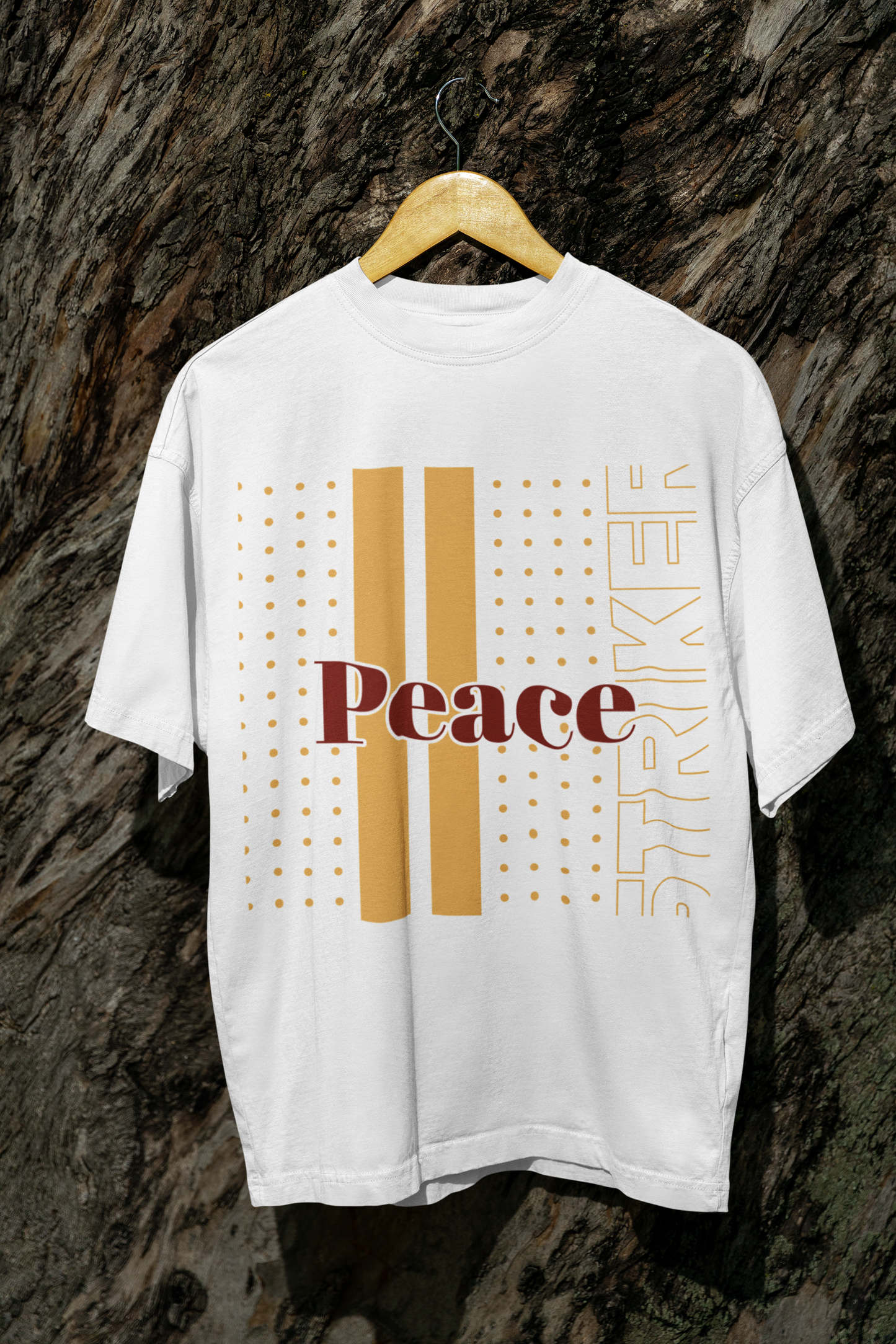 Peace Oversized White Printed T-shirt Unisex