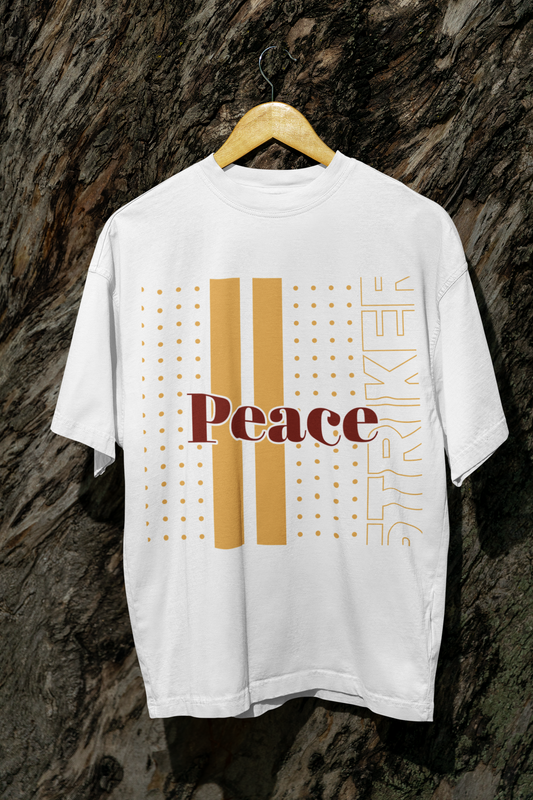 Peace Oversized White Printed T-shirt Unisex