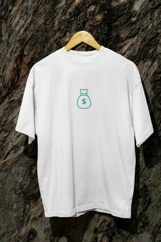 Dollar Oversized White Printed T-shirt Unisex