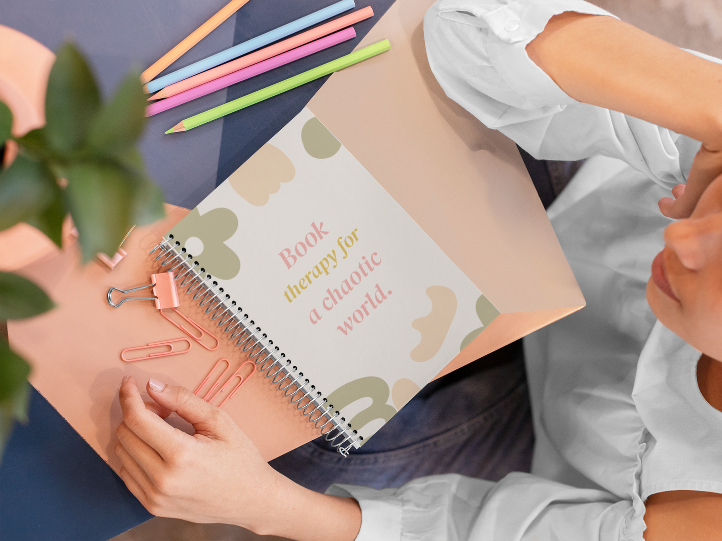 Book Therapy For a Chaotic World . A5 Spiral Notebook