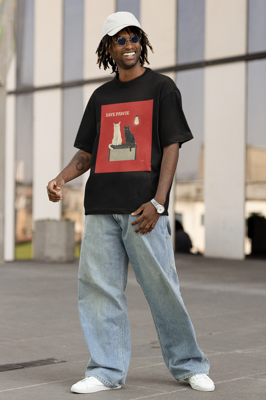 Dave Pawie Oversized Black  Printed T-shirt Unisex
