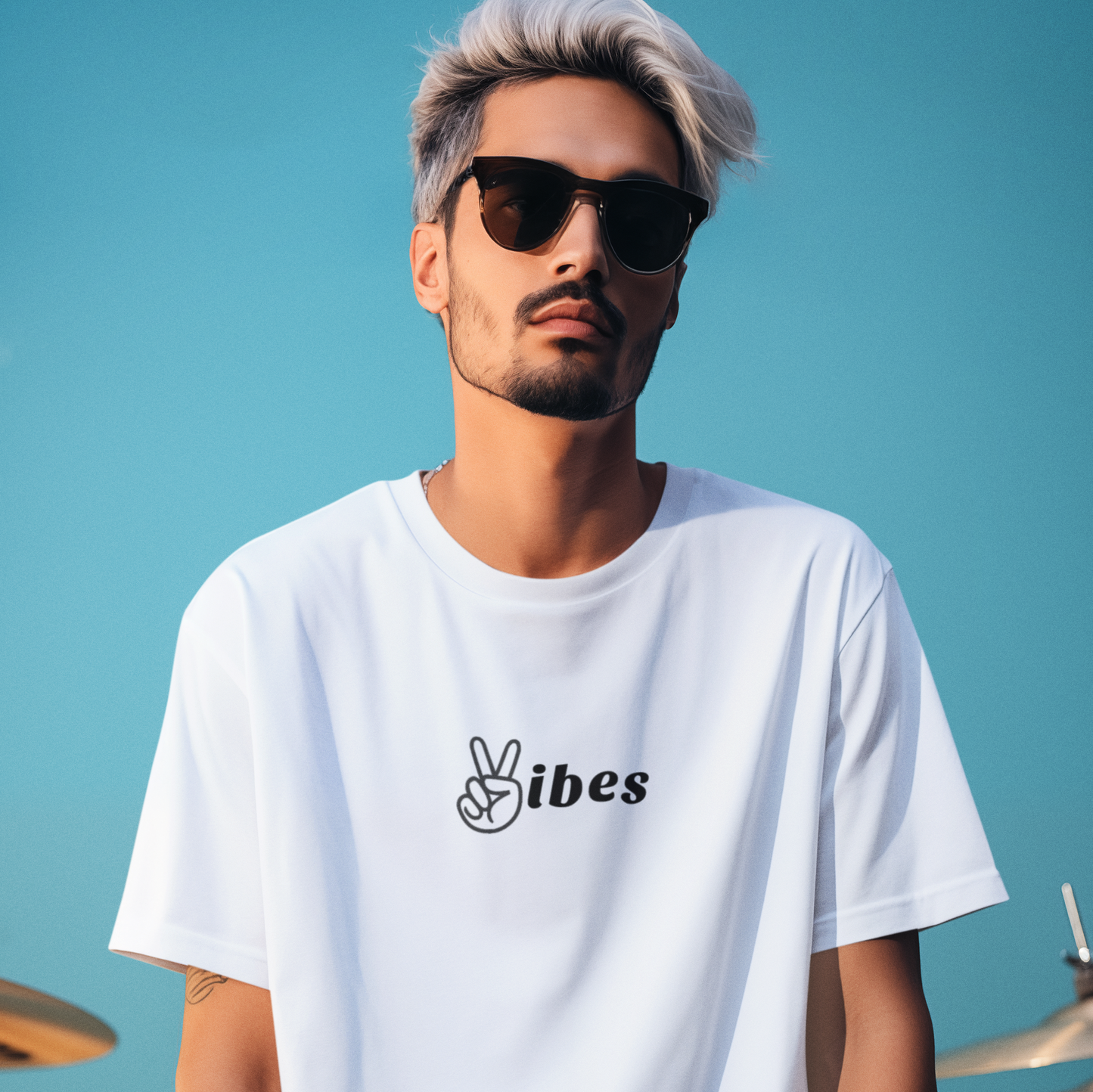 Peace Vibes printed White Unisex T-Shirt