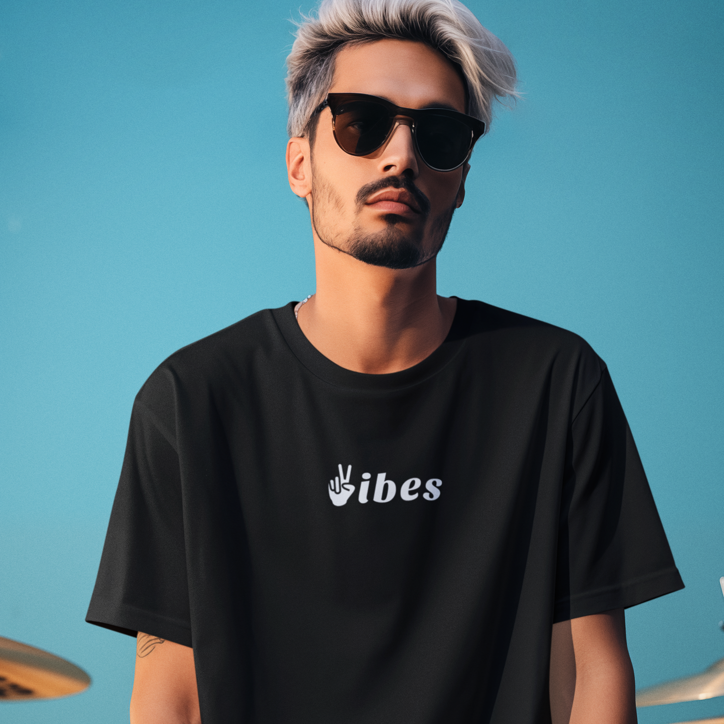 Peace Vibes printed Black Unisex T-Shirt