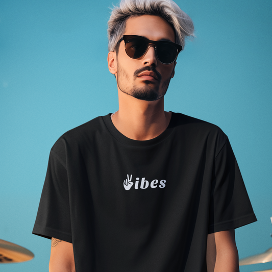 Peace Vibes printed Black Unisex T-Shirt
