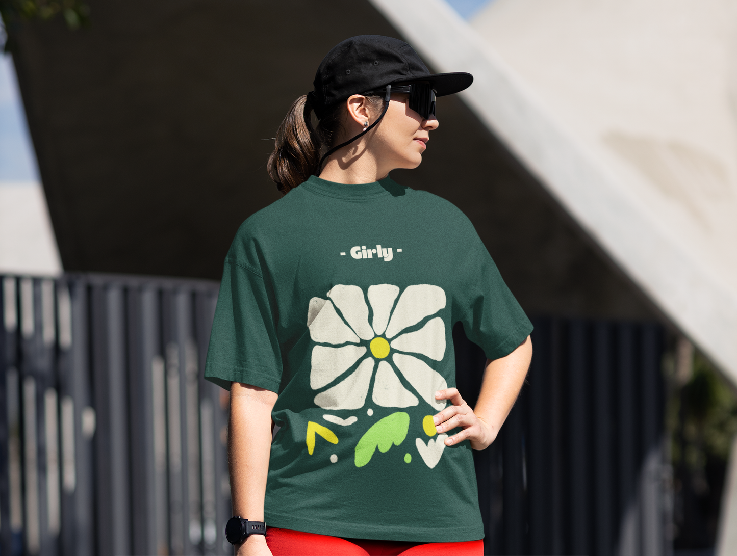Girly Oversized Green Printed Tshirt Unisex