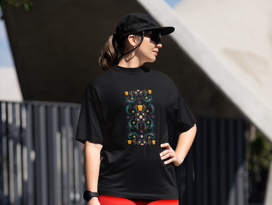 Mandela Art Oversized Black Printed Tshirt Unisex