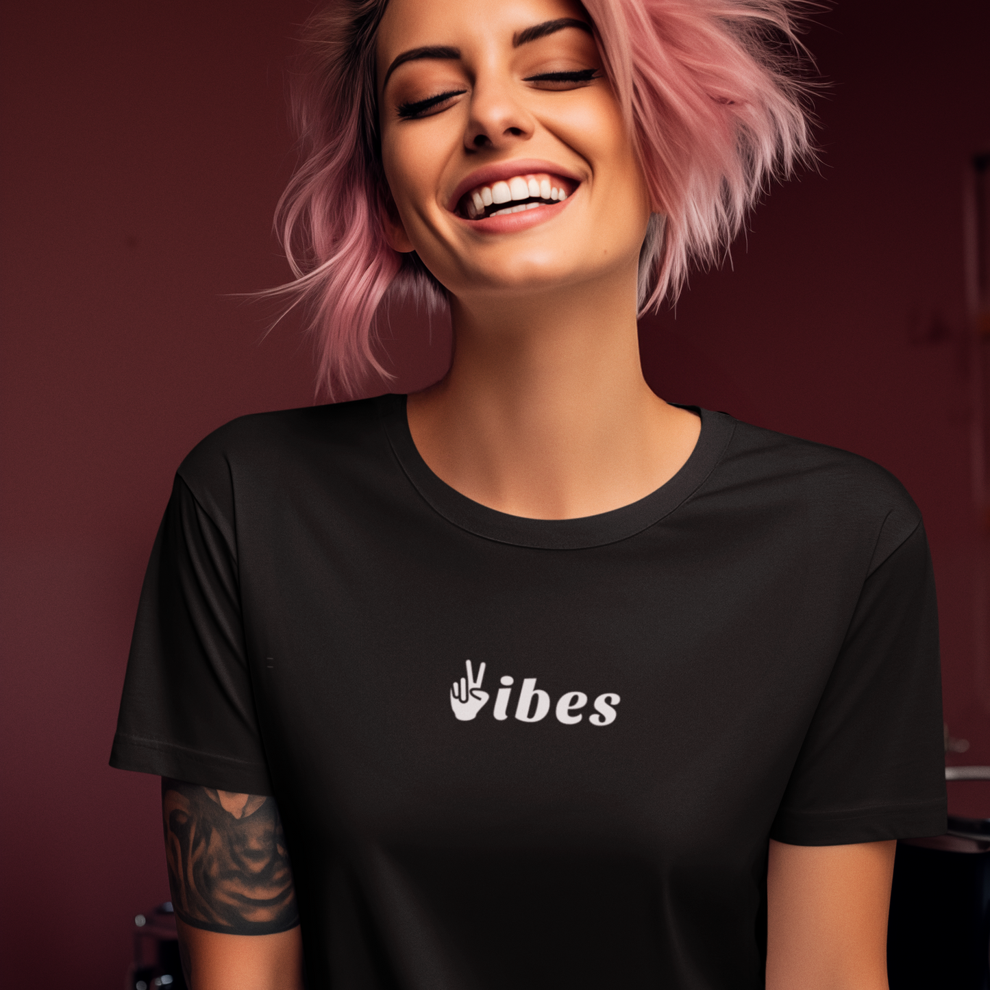 Peace Vibes printed Black Unisex T-Shirt