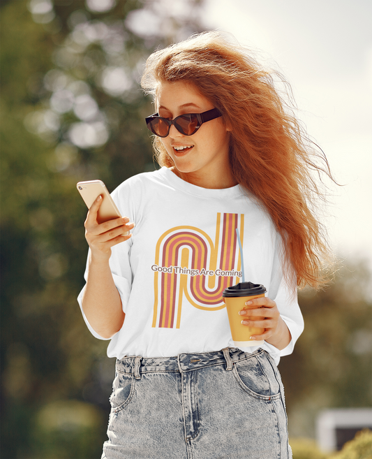 Good Things Are Coming Oversized White Printed T-shirt Unisex