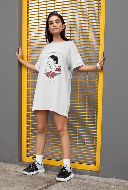I need to empower me i'm power Printed white T-shirt Dress