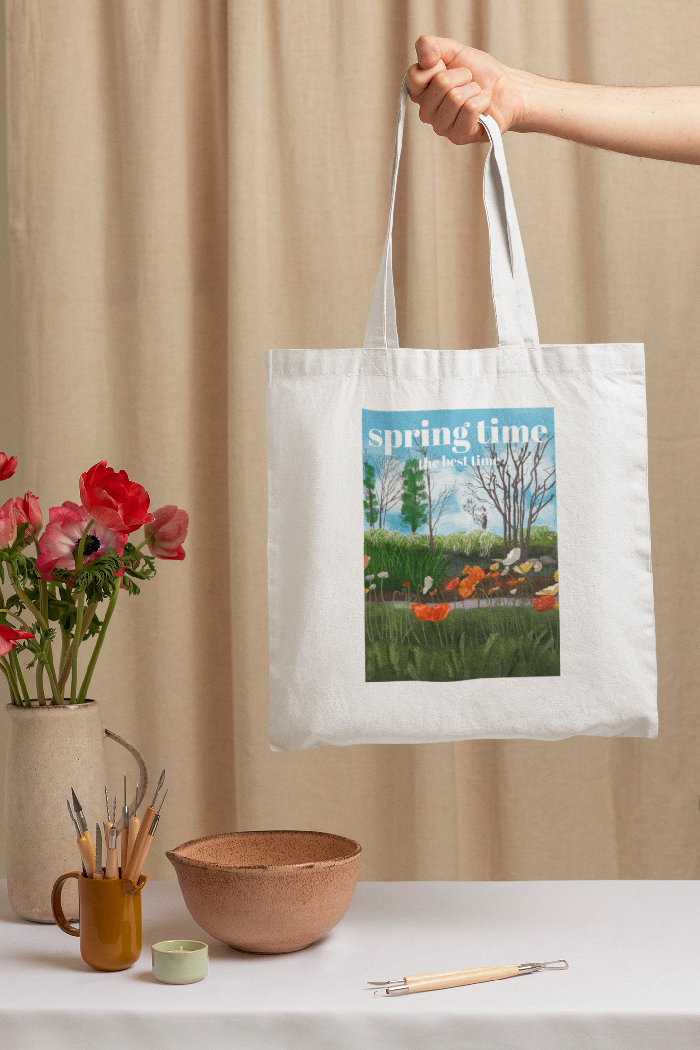 Spring time the best time Printed White Tote Bag