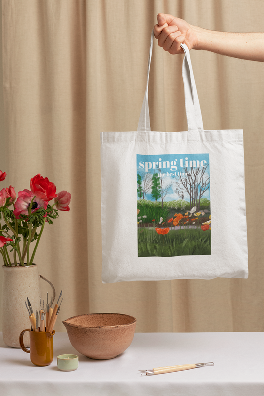Spring time the best time Printed White Tote Bag