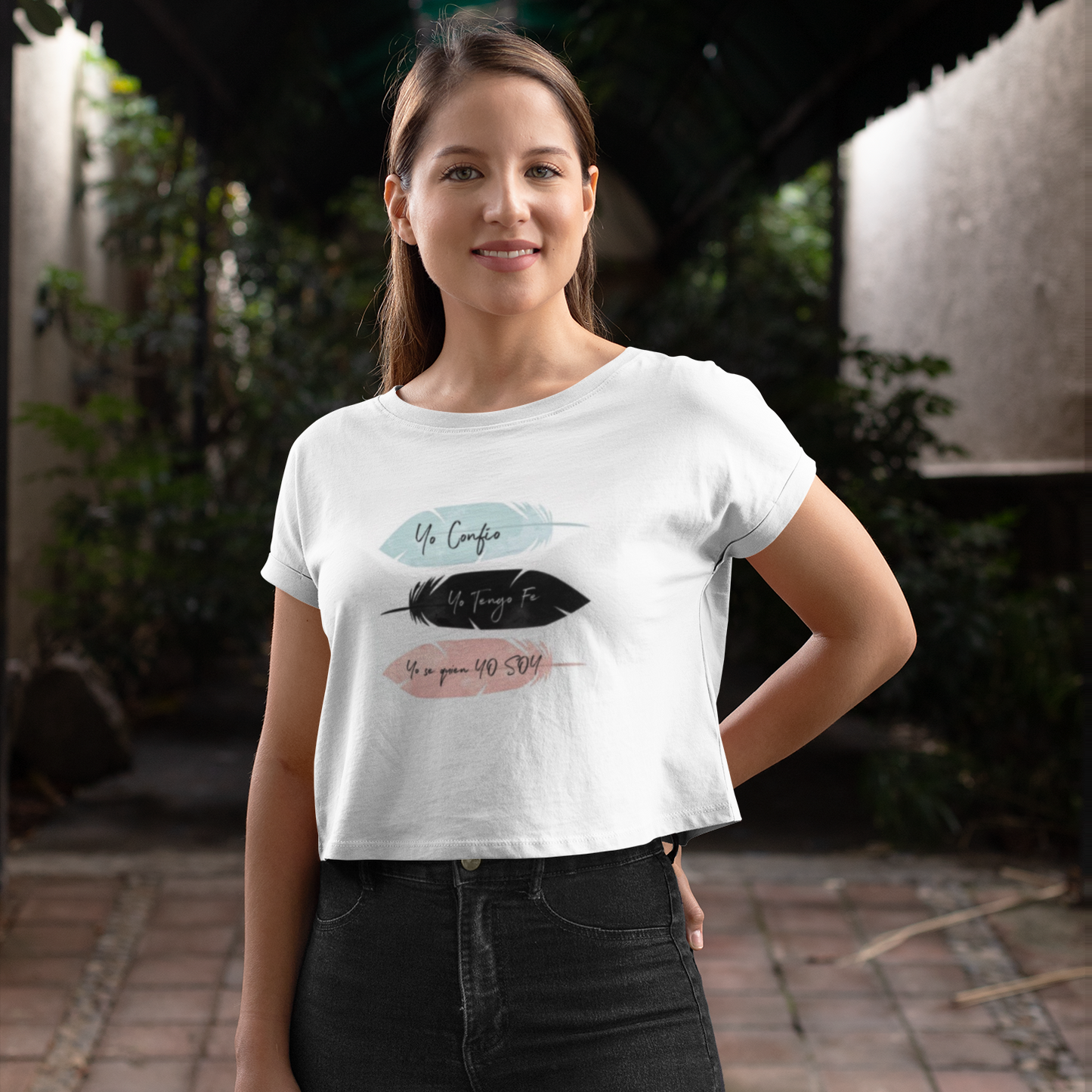 Yo confío, yo tengo fe white Crop Top