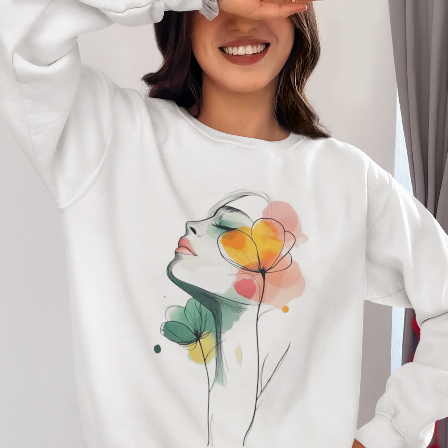 Floral Girl Art Unisex Oversized Sweatshirt