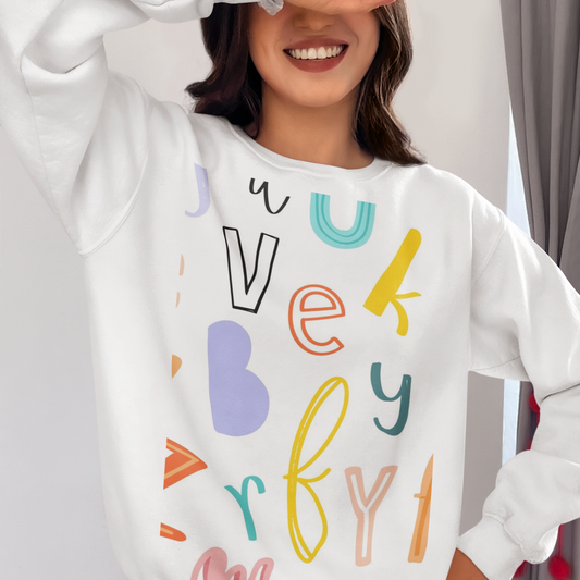 Colourful Alphabet printed unisex Oversized Sweatshirt