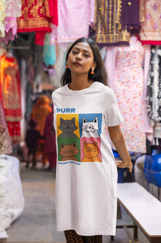 Purr The Best Of Purr  Printed White T-shirt Dress