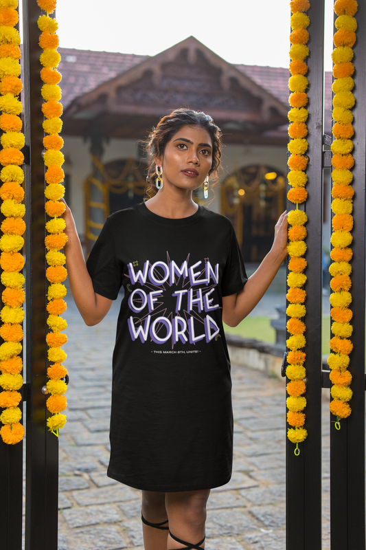 Women Of The World Printed Black T-shirt Dress