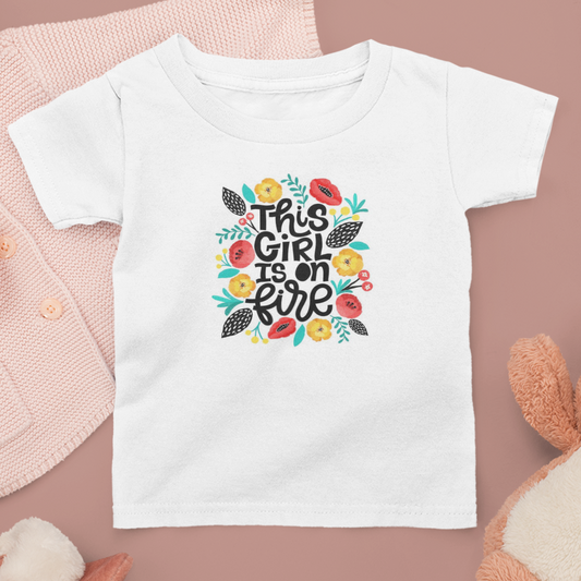 This Girl Is On Fire Kids White printed T-shirts